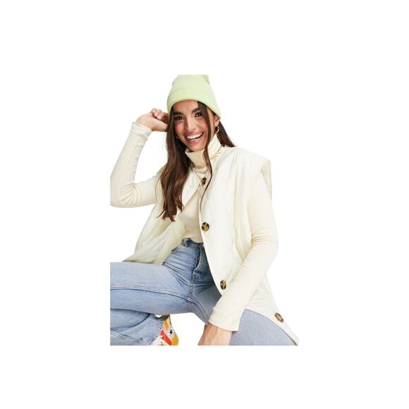 ASOS DESIGN Women's size 10 Oversized Quilted Collarless Gilet Casual Prep Vest - Picture 1 of 9